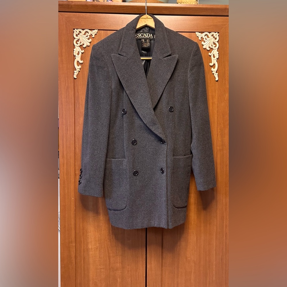 Escada Women's Cashmere Charcoal Double-Breasted Peacoat